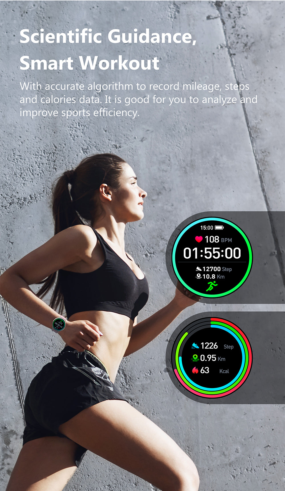 Smart IP68 Waterproof Sport Fitness Tracker-Black